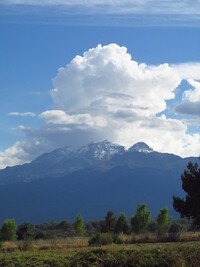 The Iztaccíhuatl, a dormant volcano mountain in México