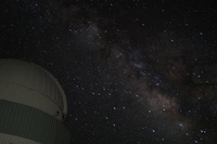 The Milky Way and the 0.84m telescope's dome at SPM